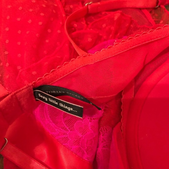 Victoria secret babydoll apron pink red teddy - Picture 3 of 5